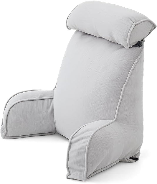 Reading Pillow with Detachable Neck Roll for Sitting Up in Bed, Back Pillow with Shredded Memory Foam for Sitting Posture, Washable Adult Bed Rest Pillow with Arms for Gaming,Sofa,Dorm (Green)