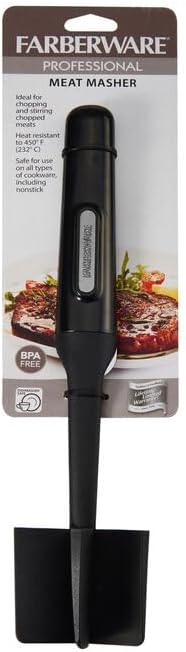 Farberware Meat Chopper and Potato Masher, Nylon Ground Beef Chopper Tool with 5 Blades, Heat-Resistant Meat Masher for Nonstick Pans, Dishwasher Safe, 10 Inches