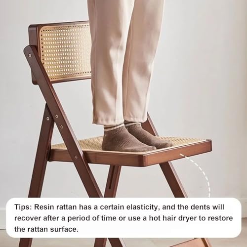 Leather Upholstered Chair,Mid Century Vintage Rattan Wood Chair with Adjustable Back Stackable Leisure Chair for Bedroom Living Room Reading Room Dining Brown Comfortable Rattan Seat
