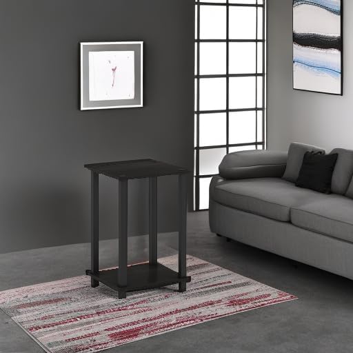 Furinno Simplistic Side Table, 2-Tier Small End Table with Open Shelf, Easy Assembly Toolless Night Stand, Nightstand, for Living Room, Bedroom, Espresso
