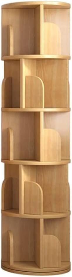 Bookshelf Bookcase Bookshelves Book Case Solid Wood Rotating Bookshelf for Living Room, Study Room 360 Degree Storage Round Bookcase Corner Frame Book Shelf Book Shelves