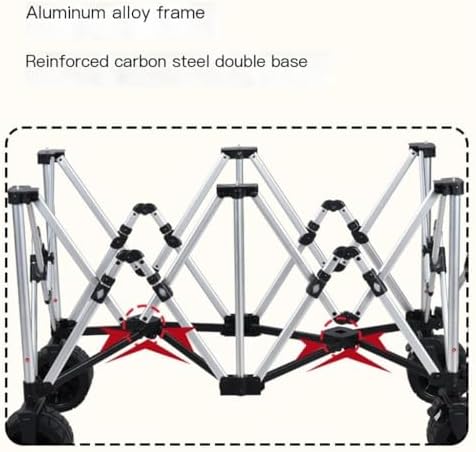 Portable Camping Cart,Outdoor Folding Aluminum Alloy Beach Trolley Cart for Camping and Picnic Small Pull Cart for Off Road Adventures Black Color