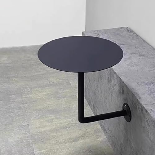 Round Pub Bar Table,Wall Pub Bar Table, Modern Cocktail Table Black Metal Iron Wall-Mounted L Type Bistro Small Low Leisure Table, for Living Room Dining Room Restaurant Bar - Save Space Di