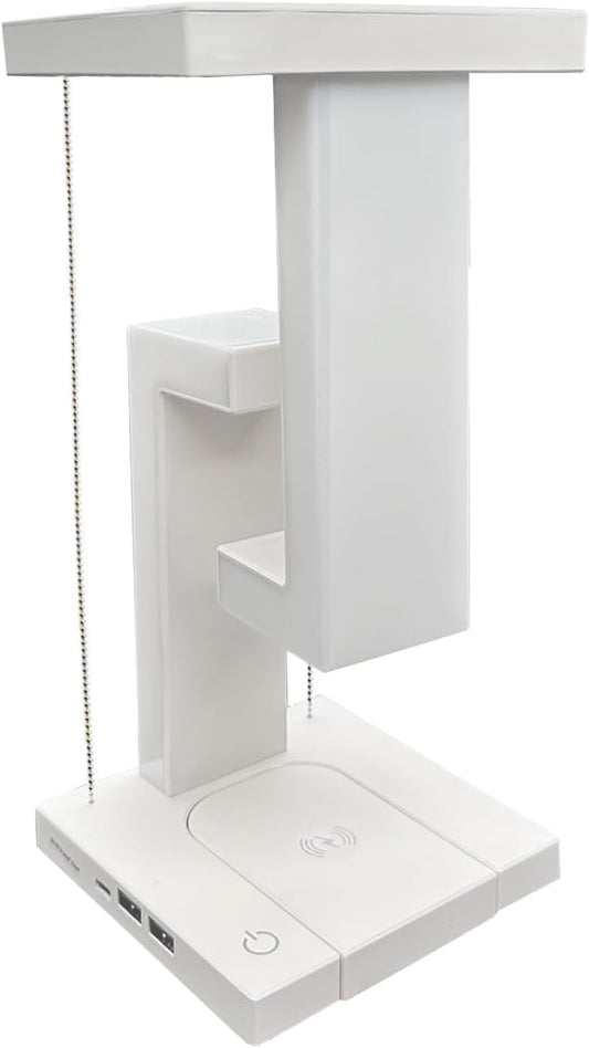 LED Wireless Charging Desk Lamp - Anti-Gravity Suspension Design, 3-Level Touch and Adjustable Brightness, USB-C Port, Suitable for Home Office, Study, Reading, College Dormitory