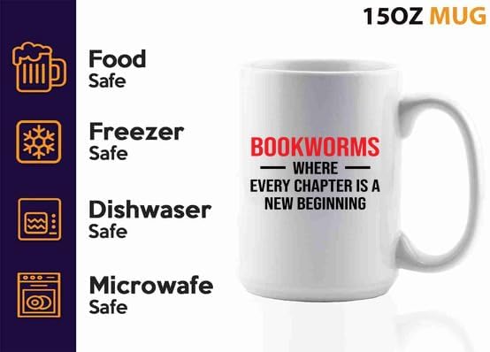 Book Lover Coffee Mug 15oz White -new beginning - Book Lovers Gifts Book Reader Gifts Book Club Gifts Book Reading Cup Reading Gifts