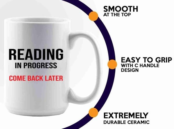 Book Lover Coffee Mug 15oz White -reading in progress - Book Lovers Gifts Book Reader Gifts Book Club Gifts Book Reading Cup Reading Gifts
