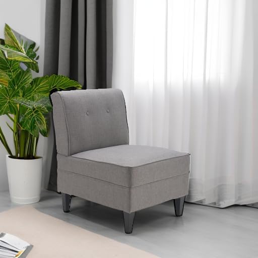 Serta Copenhagen Modern Accent Chair, Button Tufted Backrest, Sinuous Spring Seat Cushion, Rubberwood Legs, Upholstery for Living Room, Bedroom and Small Spaces, Polyester Woven Fabric, Gray