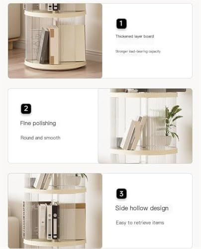 4-Tier White Rotating Bookshelf Tower, 360° Revolving Bookcase, Floor Standing Corner Shelf, Storage Rack for Home Office, Space Saver for Study & Living Room