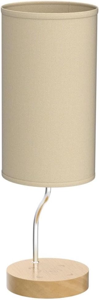 Upgraded Smart Bedside Table Lamp with Wireless Charger & USB Port - Touch Control LED Desk Lamp for Bedroom, Dimmable Wooden Nightstand Lamp with Fabric Shade for Home Living Room, Kid's Room Cream