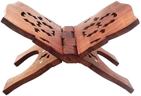 Generic Holy Book Stand Wooden Book Holy Book Stand for Quran, Bible,Bhagwat Geeta, Ramayana,Guru Granth Sahib Pack of 1 (Big), Medium, Brown, LNESBS0904240011
