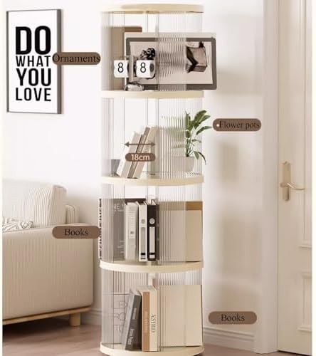 Wall Mounted Storage Pegboard,Behind The Door Bookshelf，Multi-Layered Bookshelf Tower,360° Rotating Book Shelf Acrylic Three Dimensional Design Space Saving for Living Room Bedroom Study Off