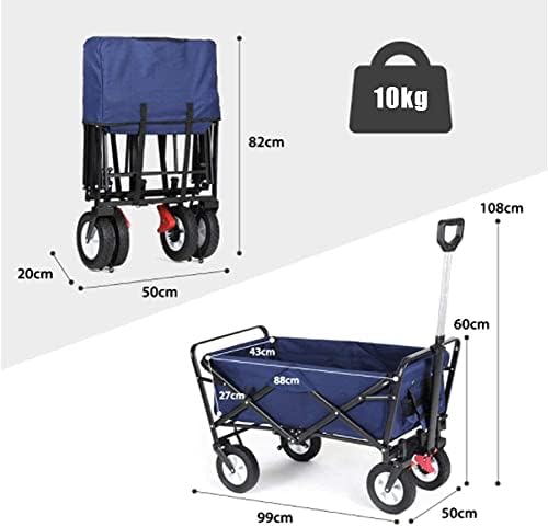 Portable Camping Cart,A Outdoor Utility Wagon Heavy Duty Folding Garden Cart ping Beach Wagon with Universal Wheels Adjustable Handle