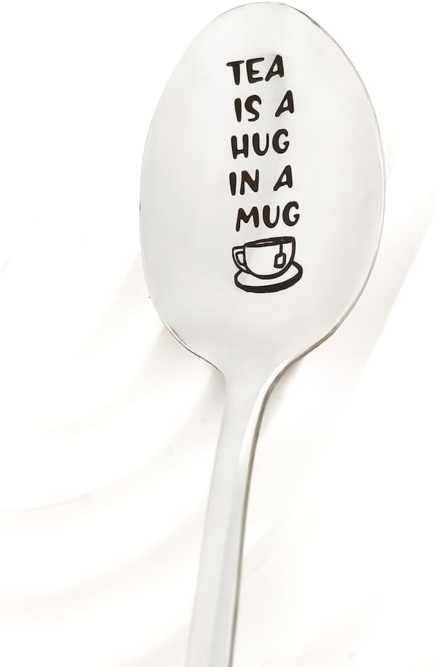 Tea Birthday Gift for Tea Lover Gifts Spoons for Women Men Tea is a Hug in a Mug Spoon for Papa Daughter Christmas Gifts for Tea Drinkers Lovers Nana Friends Engraved Tea Spoon