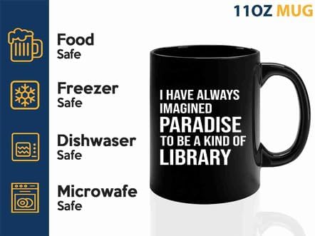 Book Lover Coffee Mug 11oz Black -imagined paradise - Book Lovers Gifts Book Reader Gifts Book Club Gifts Book Reading Cup Reading Gifts