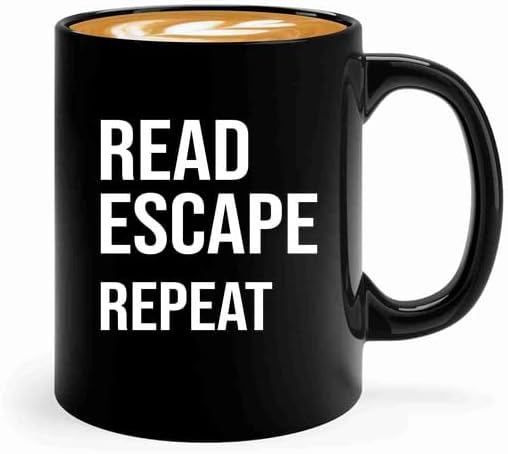 Book Lover Coffee Mug 11oz Black -read escape repeat - Book Lovers Gifts Book Reader Gifts Book Club Gifts Book Reading Cup Reading Gifts