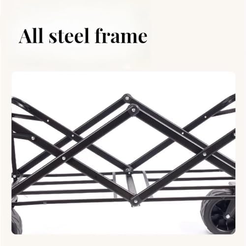 Heavy-Duty Collapsible Wagon Cart with Universal Wheels, 100L All-Terrain Folding Trolley for Beach, Garden, Camping - Silent, Foldable Design with Large Wheels