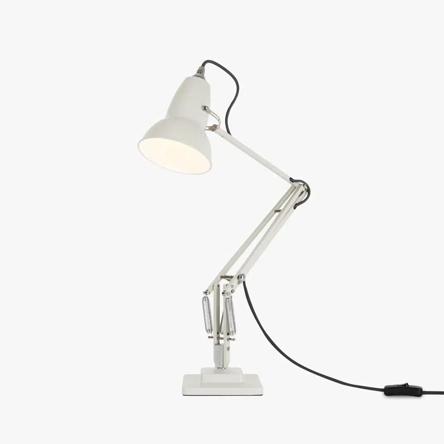 Anglepoise Original 1227 Desk Lamp | Gloss Paint Finish Cast Iron Base Aluminum Shade & Arms Steel Cover Chrome Plated Fittings Adjustable for Office Home Decor Bedroom Reading Lamp (Linen White)