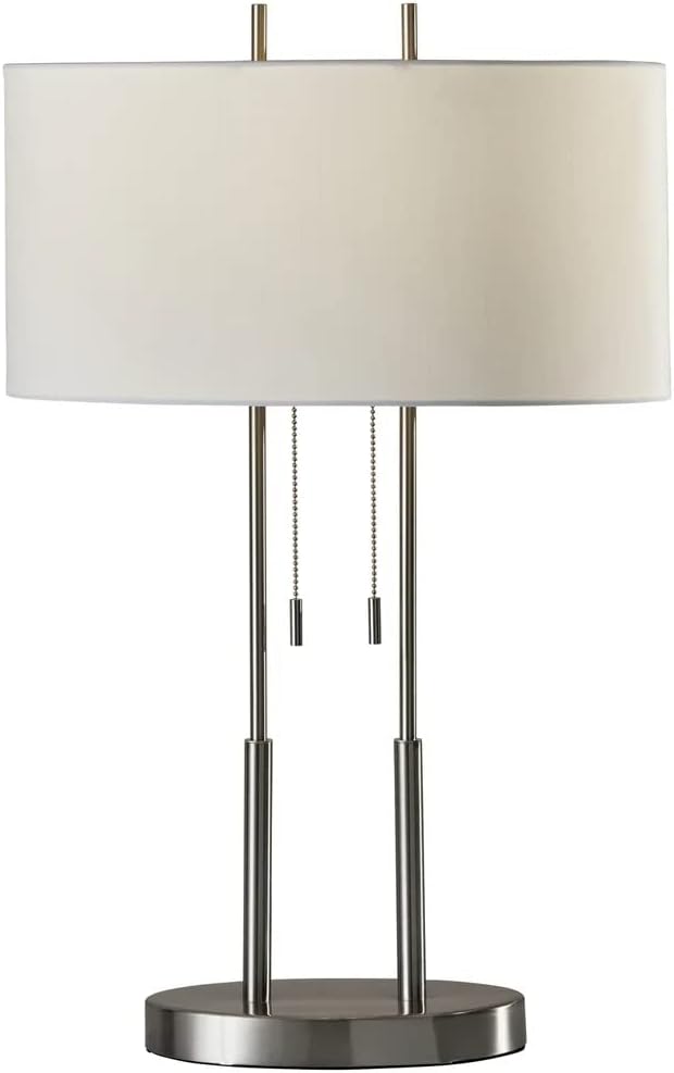 Adesso 4015-22 Duet 27" Table Lamp, Satin Steel, Smart Outlet Compatible