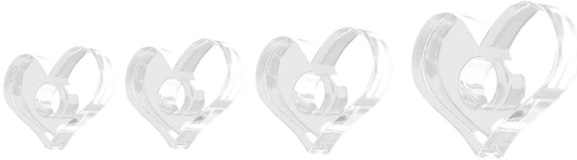 PRETYZOOM Acrylic Thumb Book Support Set 4pcs (mini 1.8cm, Small 2.0cm, Medium 2.2cm, Large 2.4cm) Heart-Shaped Finger Ring Bookmarkers for Home Reading Accessories
