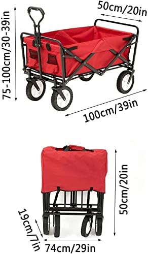 Portable Camping Cart,Garden Transporter Beach Trolley Heavy Camping Folding Trolley Adjustable Handle Trailer Easy to Move Bearing 80KG/176lbs