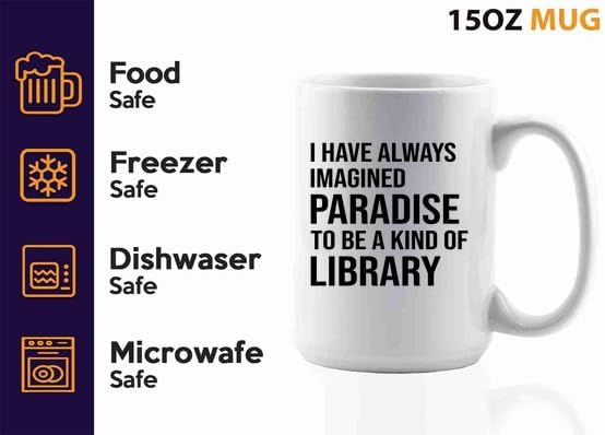 Book Lover Coffee Mug 15oz White -imagined paradise - Book Lovers Gifts Book Reader Gifts Book Club Gifts Book Reading Cup Reading Gifts