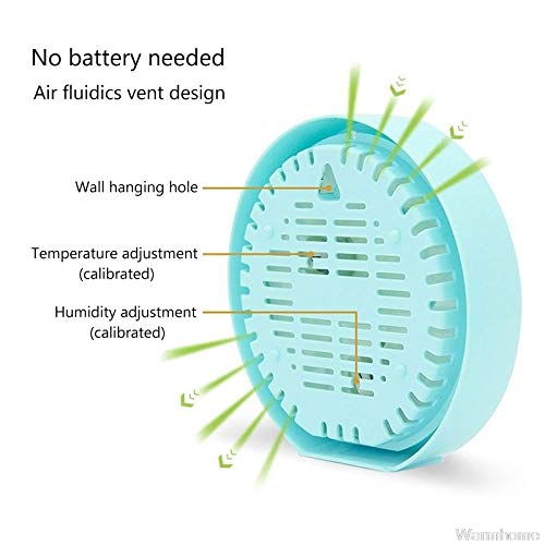 Wall Hang Temperature Humidity Monitor Indoor Outdoor Thermometer Hygrometer No Battery Required Hanging & Stand