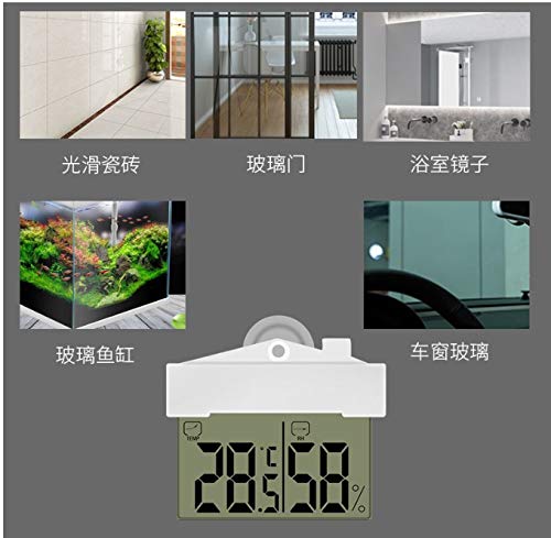LCD Digital Window Indoor/Outdoor Thermometer/Hydrometer with Suction Cup and Adhesive Tape for Easy Mounting