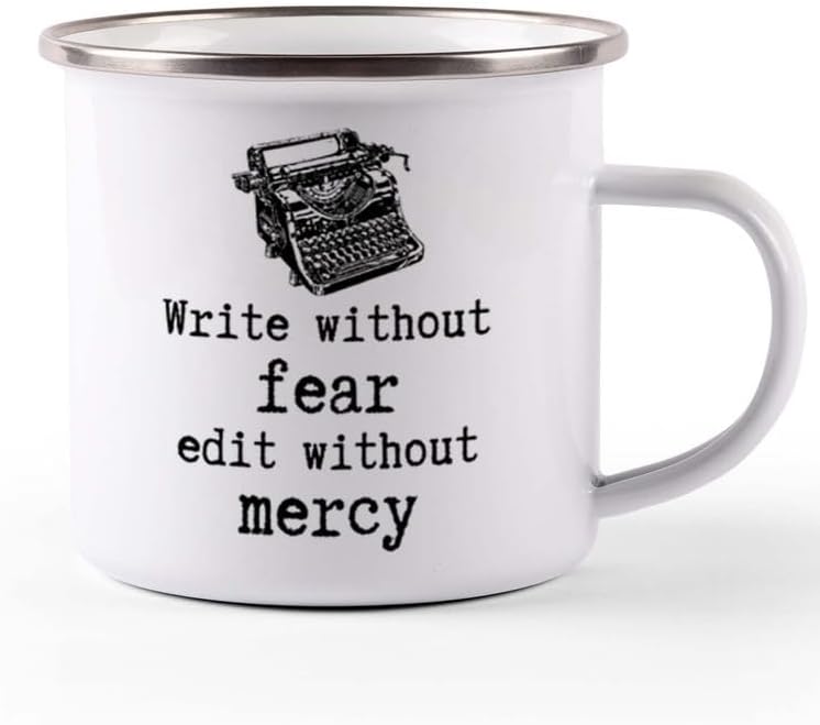 Writer Camper Mug 12oz - Write Without Fear - Funny Author Gift To Book Lover Bookish Bookworm Writing Sarcasm Poetry Novelist Journalist
