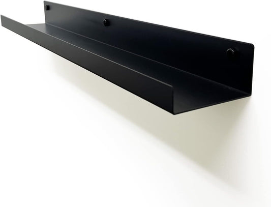 Mitus Floating Display Shelf - Wall Mounted - Modern Industrial Metal Channel Ledge Black, 24 inch