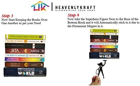 Wall Mounted Metal Floating Bookshelf Supported by Superheros Invisible Bookshelf Metal Shelf Superhero Decoration Shelf Children's Room Decor Model No. HK 249