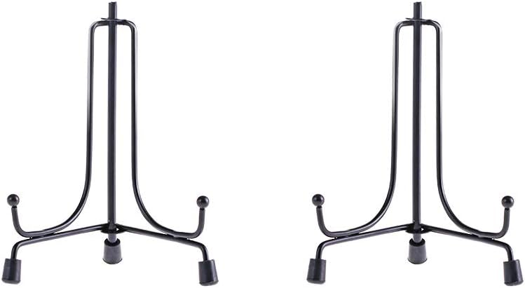 LIONWEI LIONWELI 4inch(2pack) Upgraded Anti-Slip Iron Plate Display Stand Black Easel Display Stand Photo Holder Stand,Displays Picture Frames, Decorative Plates, and Artworks