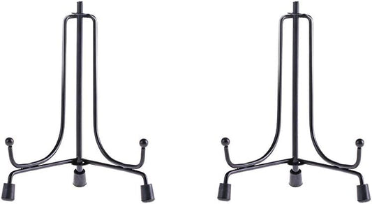 LIONWEI LIONWELI 4inch(2pack) Upgraded Anti-Slip Iron Plate Display Stand Black Easel Display Stand Photo Holder Stand,Displays Picture Frames, Decorative Plates, and Artworks