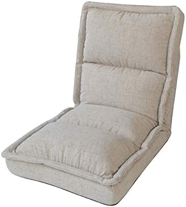 Folding Reading Chairs Floor Folding Gaming Sofa Chair 5-Speed Adjustment Foldable Easy to Remove and wash Bedroom Balcony Reading Backrest Lounge Chair(Beige)