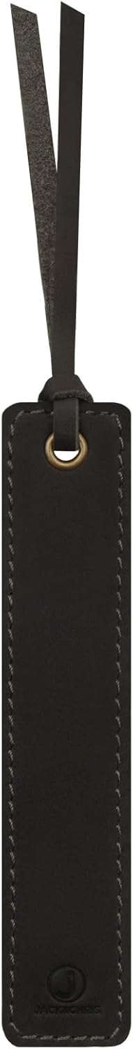 Jack&Chris Genuine Leather Bookmark, Thin Handmade Stitched Bookmarks for Women Men, Classic Style Book Accessories Gifts for Book Lovers Students Writers Readers Teens Adults, Black