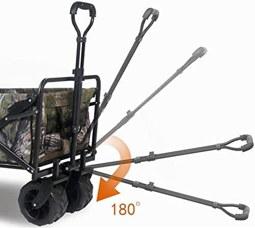 Outdoor Folding Utility Wagon Heavy Duty Collapsible Wagon Garden Cart with Universal Wheels Adjustable Handle Large Capacity Load-Bearing 100kg / 220lbs