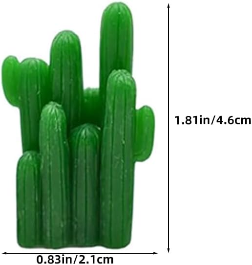 Garneck 24Pcs Miniature Artificial Cactus Figurines Small Resin Green Cacti Cake Toppers for Home Decor Fairy Garden Dollhouse Micro Landscape