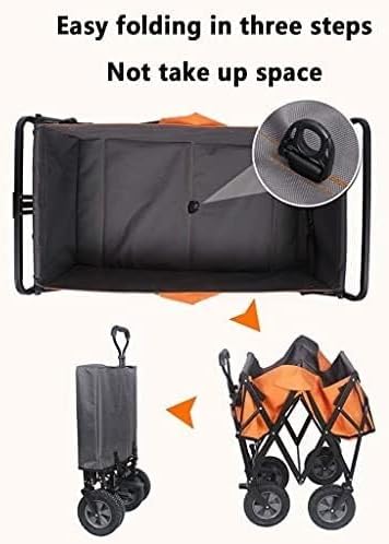 Portable Camping Cart,Outdoor Foldiutility Wagon Outdoor Utility Wagon, Picnic Campicart with Storage Basket, Adjustable Handle, Load-Bea100Kg/220Lbs/Black