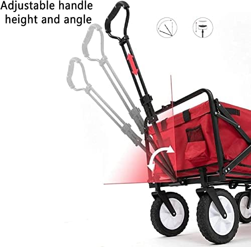 Portable Camping Cart,Garden Transporter Beach Trolley Heavy Camping Folding Trolley Adjustable Handle Trailer Easy to Move Bearing 80KG/176lbs