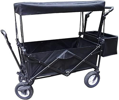 Portable Folding Garden Troey Cart Heavy Duty Wagon with Canopy Multi-Function ping Cart for Outdoor Camping Beach Pu Truck (Color : A)