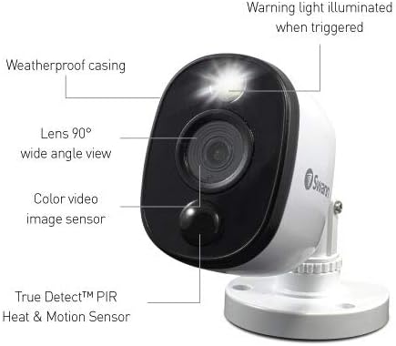 Swann Add-On DVR Bullet Security Camera System with Sensor Spotlight, 1080p Full HD Video, Indoor or Outdoor Design, Dusk to Dawn Color Night Vision Plus True Detect™ Heat and Motion Detection