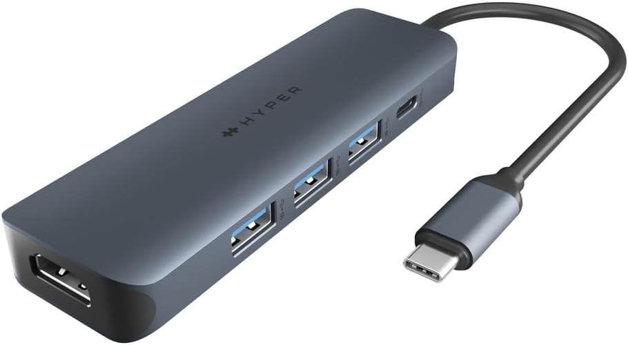 HyperDrive Next 6 Port USB Hub – USB C to HDMI 4K60Hz Display, 10Gbps Data Transfer, 100W Power Delivery Charging, 3X USB-A — Compatible w/MacBook Pro, MacBook Air, PC, and Chromebook