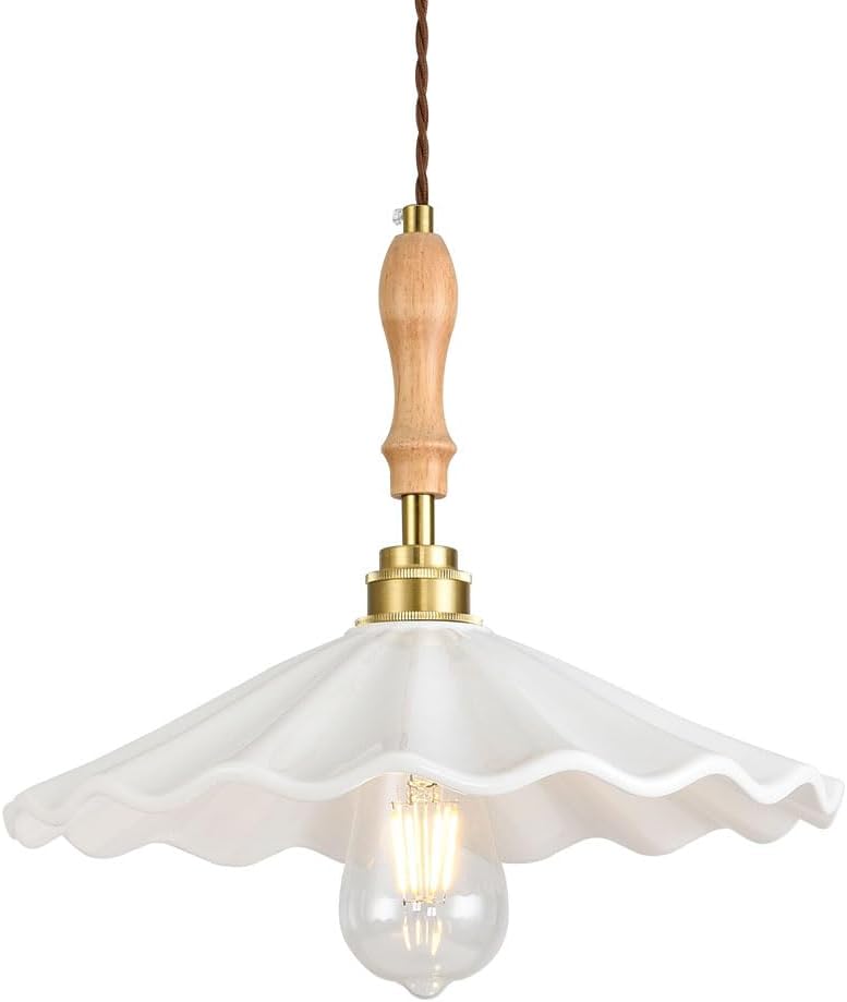 ZSJPDP Flush Mount Ceiling Lighting Fixtures,Japanese Minimalist Style Chandelier,Creative Lotus Leaf-Shaped Ceramic Hanging Lamp Lampshade,Study Bedroom Restaurant Decoration Pendant Light