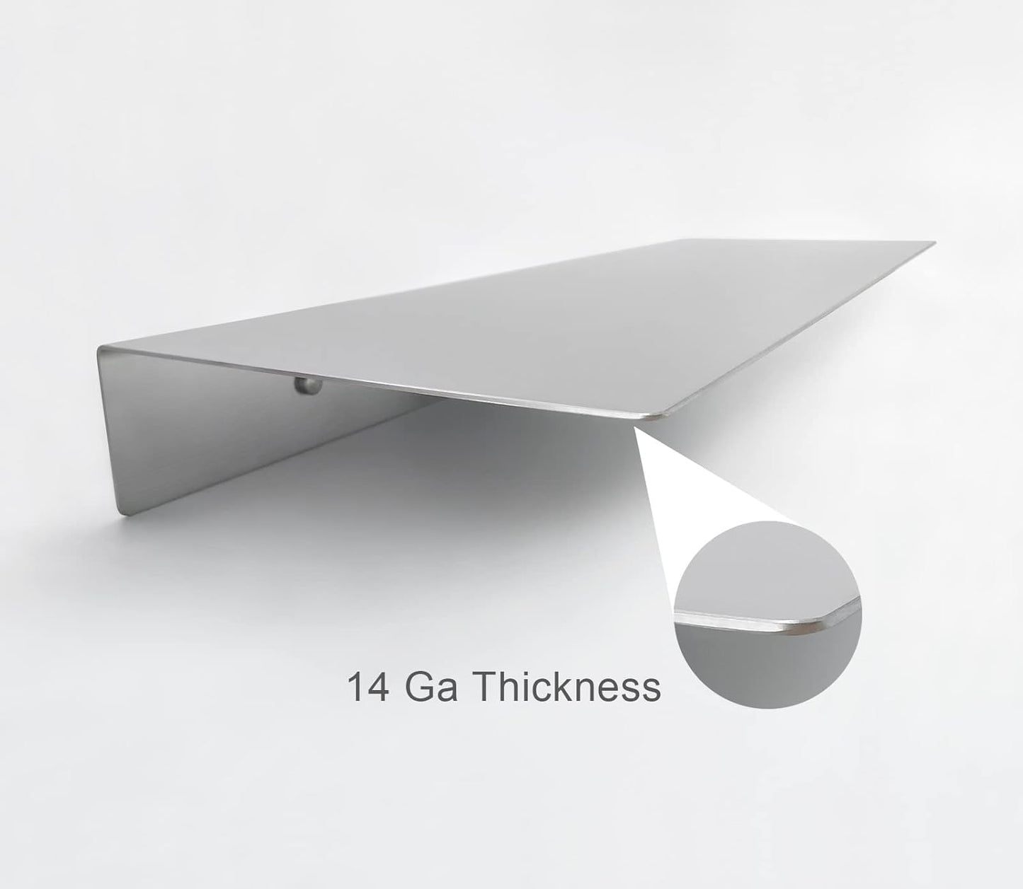 Brushed Nickel Stainless Steel Floating Shelves Wall Mounted Metal Shelf (24 inch x 8 inch) Heavy Duty Picture/Photo/Plant Display Ledge, Linear Floating Shelf Modern Farmhouse Shelf