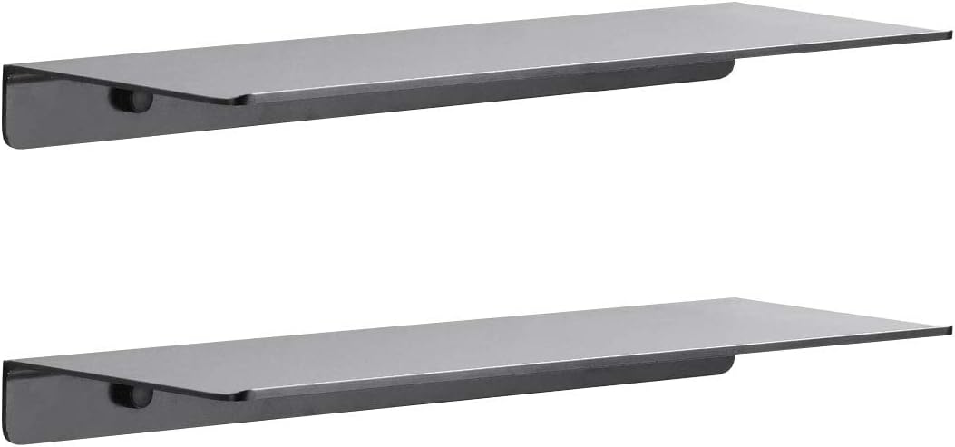 Modern Floating Shelf Wall Mounted Heavy Duty for Living Room Bedroom Bathroom, 16 Inch, Black, 2 Pack