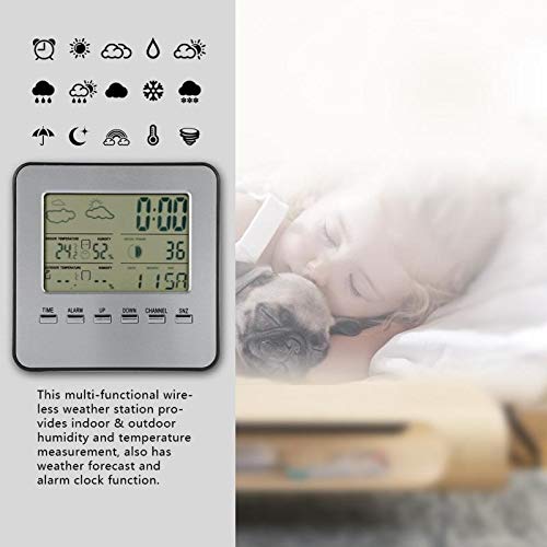 Digital Weather Station Alarm Clock Thermometer Hygrometer Outdoor Indoor Temperature Measurer