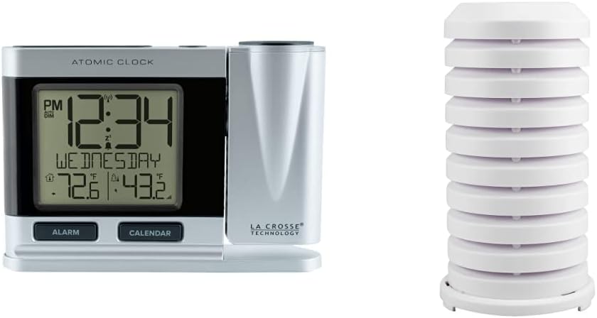 La Crosse Technology Atomic Projection Alarm Clock with Temperature and Sensor Protection Shield