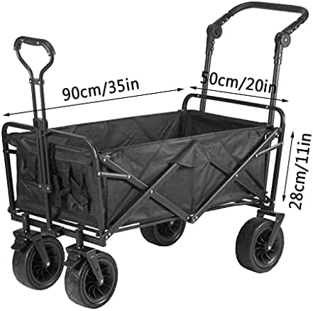 Trolleys, Outdoor Foldiutility Wagon Foldicampicart, 4 Wheeled Garden Trolley, Portable Outdoor Fishicart, for Picnic Beach, Load-Bea100Kg/220Lbs