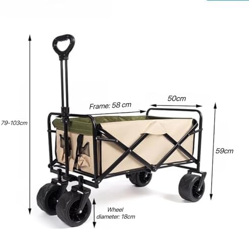Heavy-Duty Collapsible Wagon Cart with Universal Wheels, 100L All-Terrain Folding Trolley for Beach, Garden, Camping - Silent, Foldable Design with Large Wheels