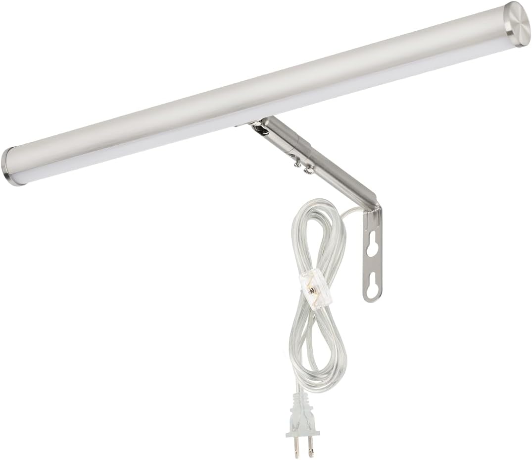 LED Picture Lights for Paintings Plug in, 14 inch 4W Adjustable Art Light Gallery Wall Light for Display Art Work, Brushed Nickel Finish, CRI90+, 3000K Warm White, ETL Listed