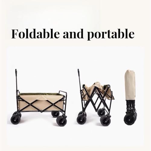 Heavy-Duty Collapsible Wagon Cart with Universal Wheels, 100L All-Terrain Folding Trolley for Beach, Garden, Camping - Silent, Foldable Design with Large Wheels